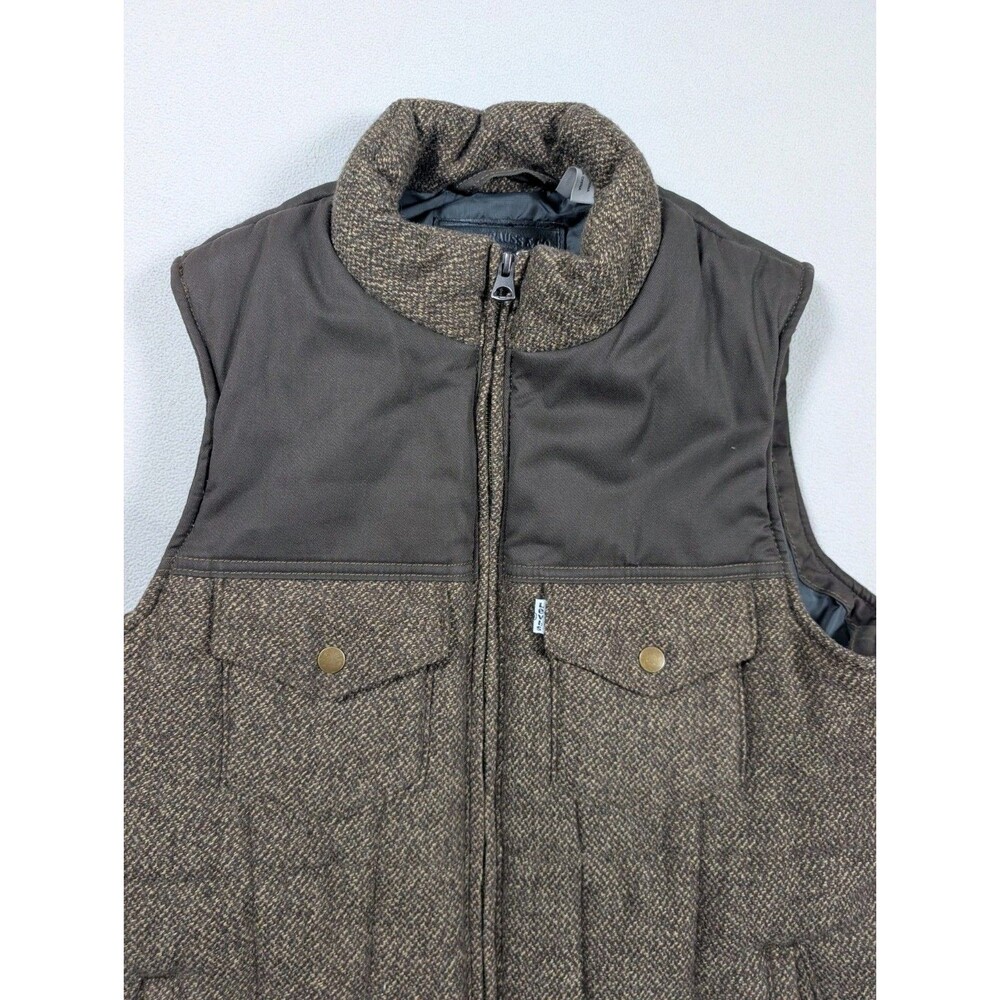 Levi's Vest Mens Small Gray Black Puffer Quilted Insulated Full Zip Snap